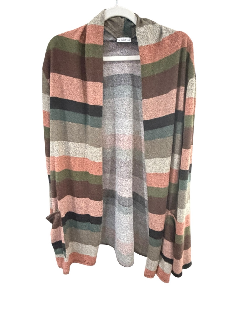 EGY California 1XL Striped Open Front Cardigan With Pockets